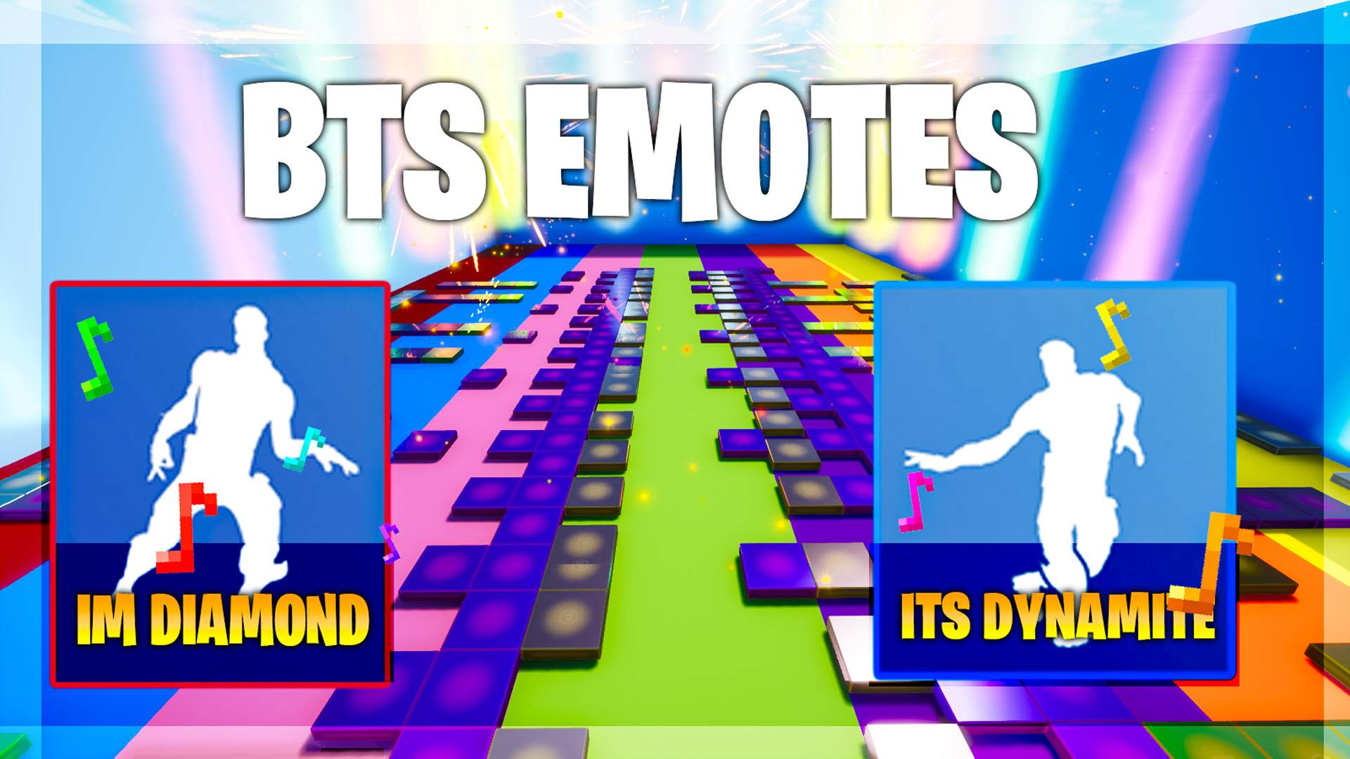 Bts Dynamite Emotes By Blackthornie Fortnite Creative Map Code Dropnite - bts songs roblox id dynamite