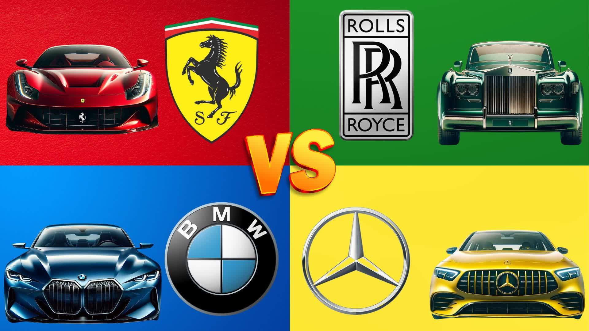 Ferrari vs RollsRoyce vs BMW vs Mercedes