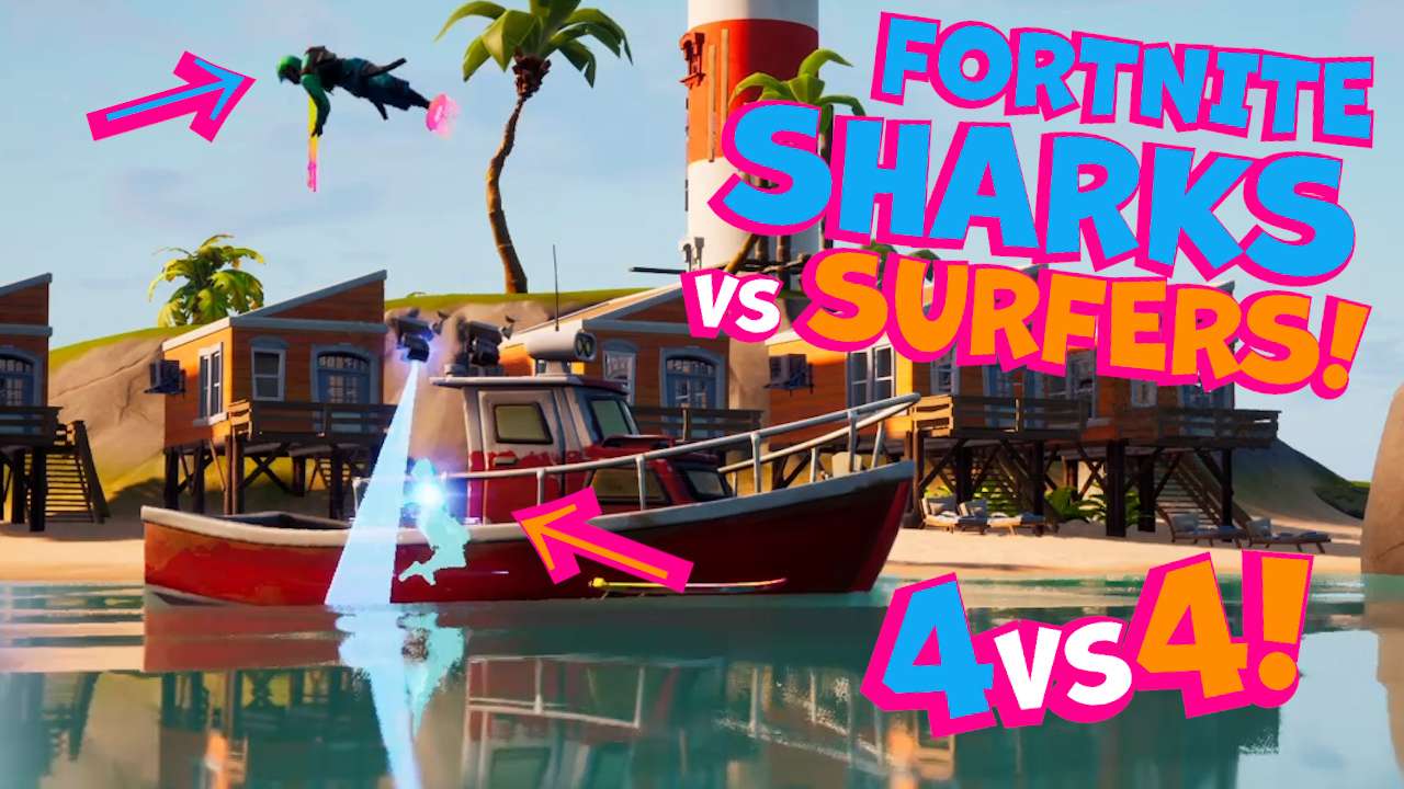 SHARKS VS SURFERS!! 4V4