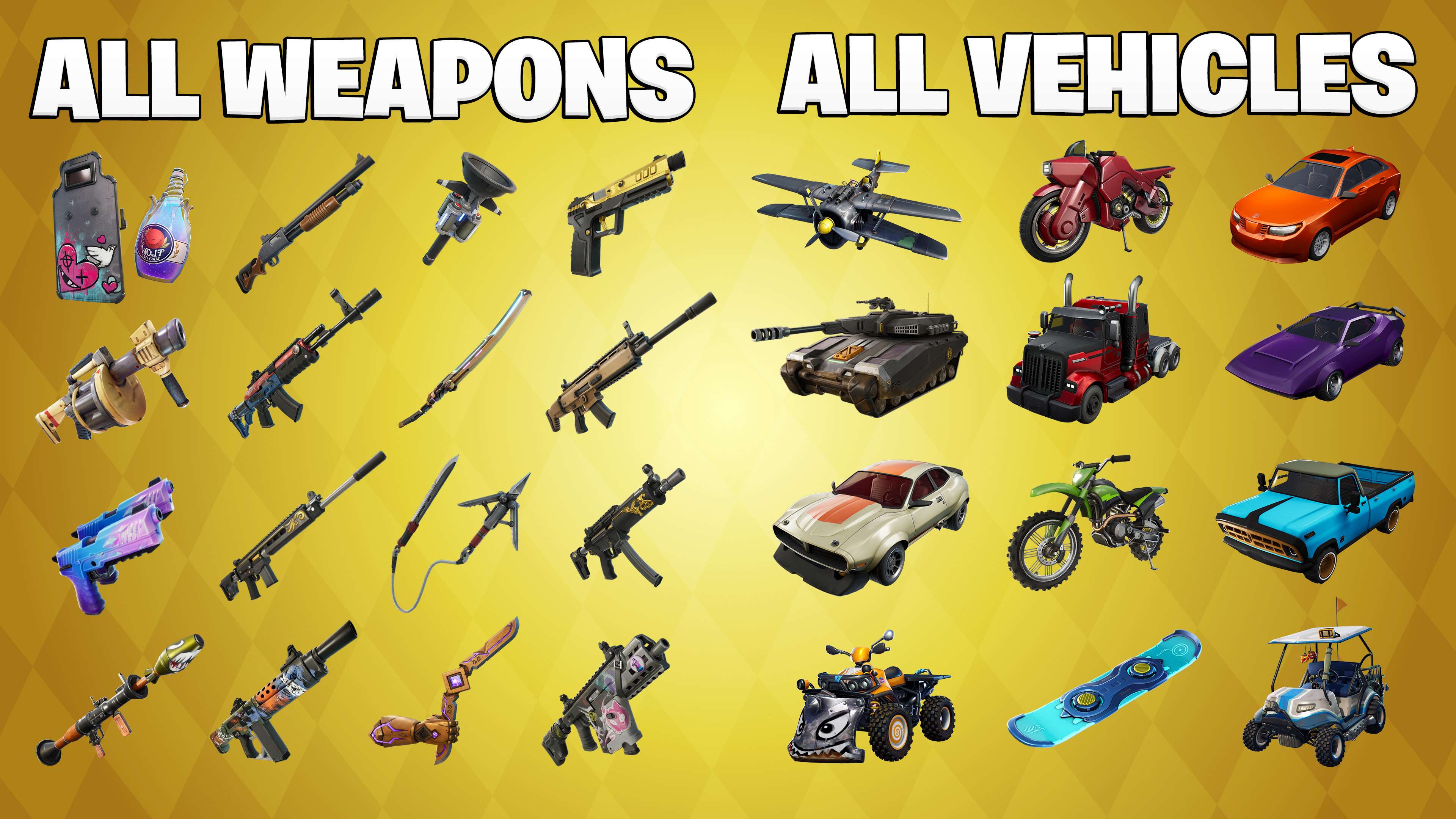 FFA WORLD ALL WEAPONS & CARS